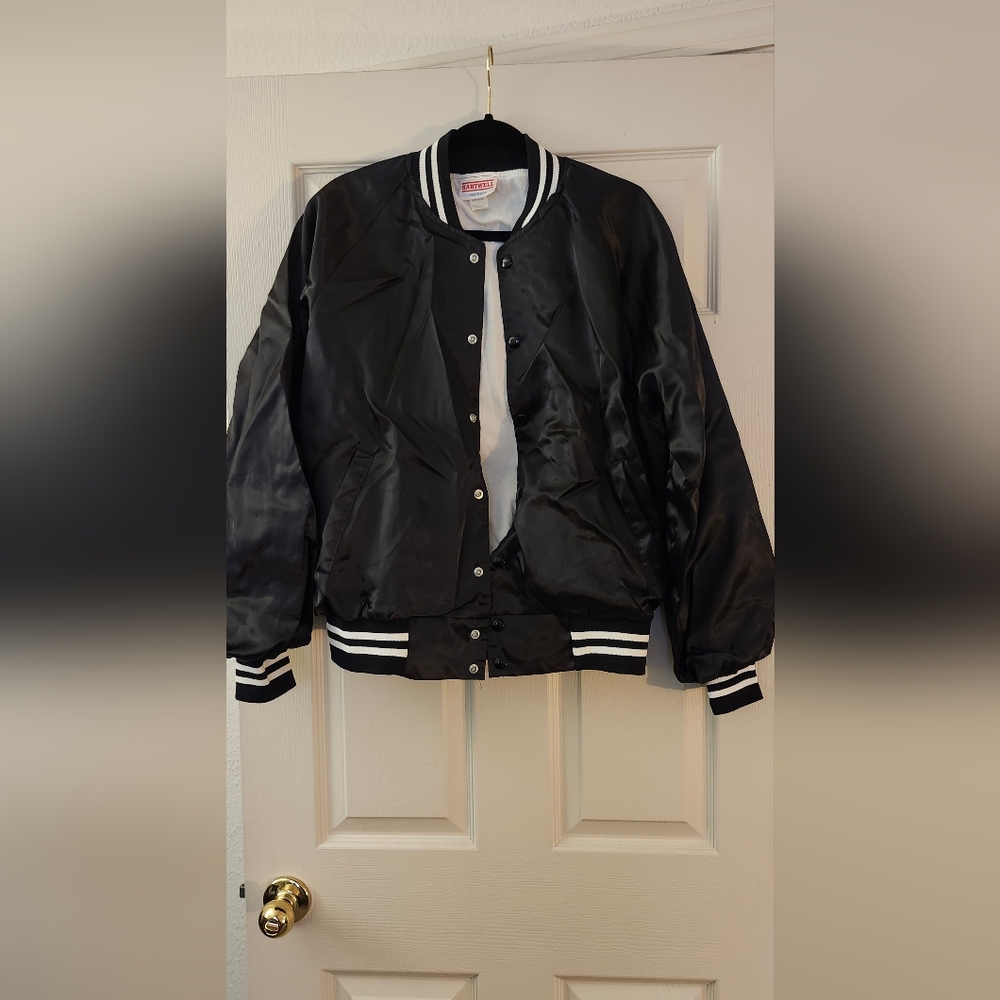 Black Satin Bomber Jacket